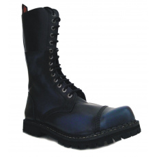 topánky kožené KMM 14 dierkové čierne/modrá