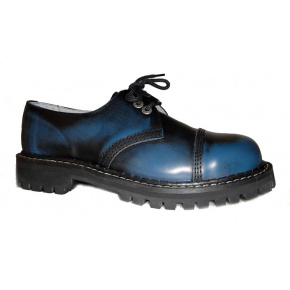 topánky kožené KMM 3 dierkové čierne/modrá