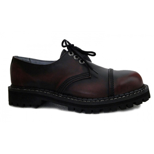 topánky kožené KMM 3 dierkové čierne/bordo