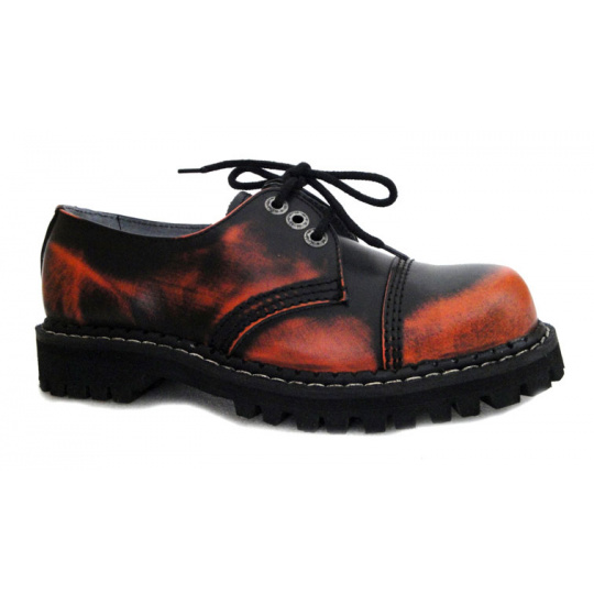 topánky kožené KMM 3 dierkové čierne/oranžová