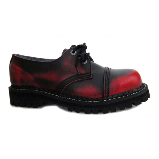 topánky kožené KMM 3 dierkové čierne/červená