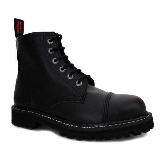 topánky kožené KMM 6 dierkové čierne