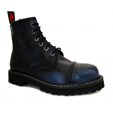 topánky kožené KMM 6 dierkové čierne/modrá