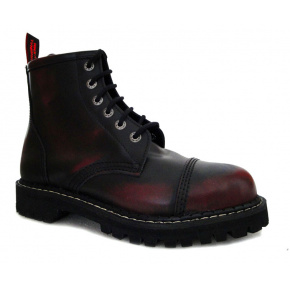topánky kožené KMM 6 dierkové čierne/bordo