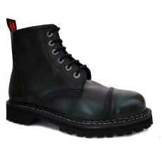 topánky kožené KMM 6 dierkové čierne/zelená