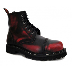 topánky kožené KMM 6 dierkové čierne/červená