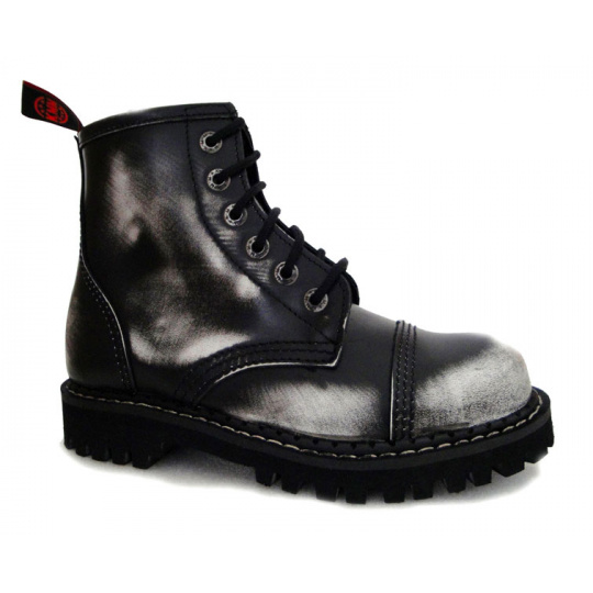 topánky kožené KMM 6 dierkové čierne/biela