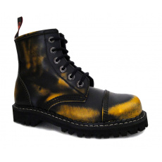 topánky kožené KMM 6 dierkové čierne/žltá