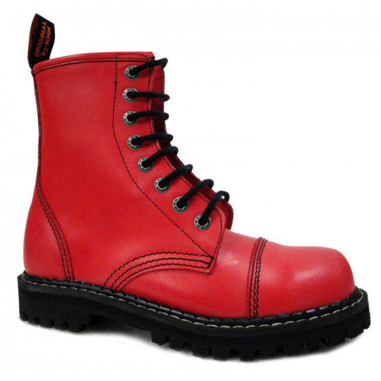 topánky kožené KMM 8 dierkové červené