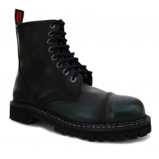 topánky kožené KMM 8 dierkové čierne/zelená