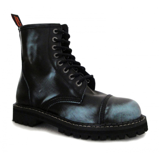 topánky kožené KMM 8 dierkové čierne/jeans