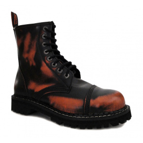 topánky kožené KMM 8 dierkové čierne/oranžová