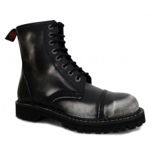 topánky kožené KMM 8 dierkové čierne/biela