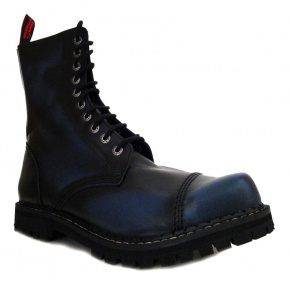 topánky kožené KMM 10 dierkové čierne/modrá