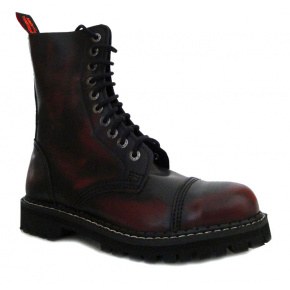 topánky kožené KMM 10 dierkové čierne/bordo
