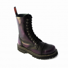 topánky kožené KMM 10 dierkové čierne/fialová