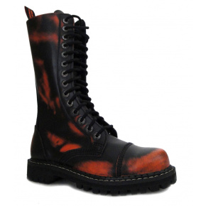 topánky kožené KMM 14 dierkové čierne/oranžová