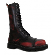 topánky kožené KMM 14 dierkové čierne/červená