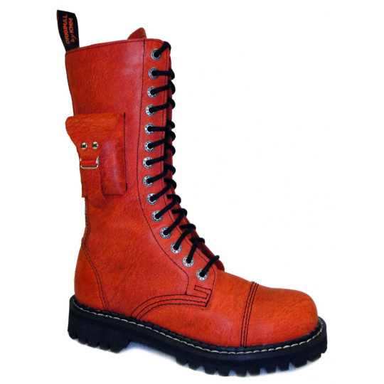 topánky kožené KMM 14 dierkové cordoba červené s vreckom