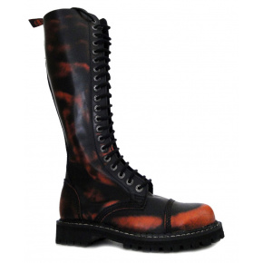 topánky kožené KMM 20 dierkové čierne/oranžová