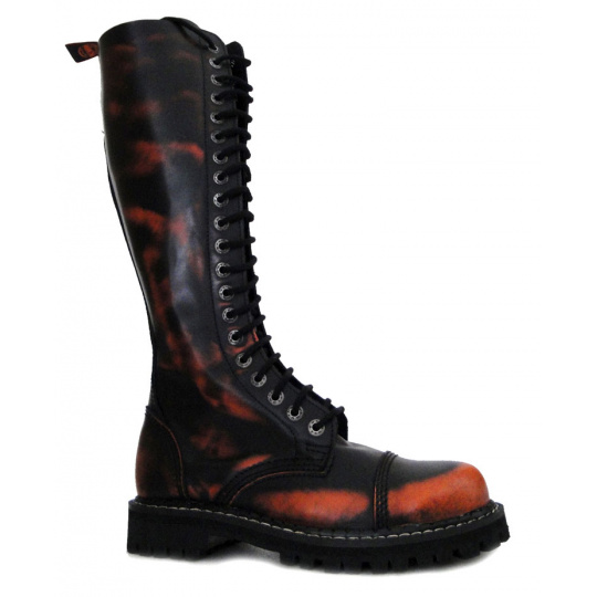 topánky kožené KMM 20 dierkové čierne/oranžová