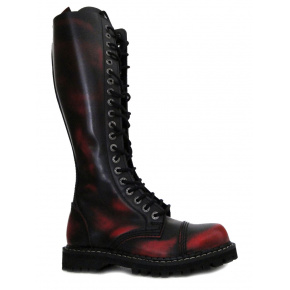 topánky kožené KMM 20 dierkové čierne/červená