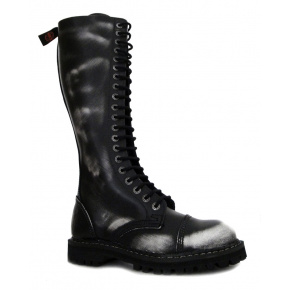 topánky kožené KMM 20 dierkové čierne/biela