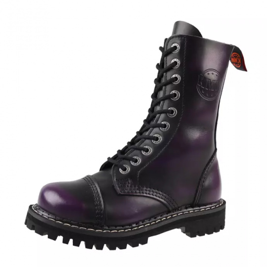topánky kožené KMM 8 dierkové čierne/fialová