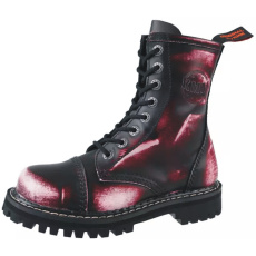 topánky kožené KMM 8 dierkové čierne/červená/biela